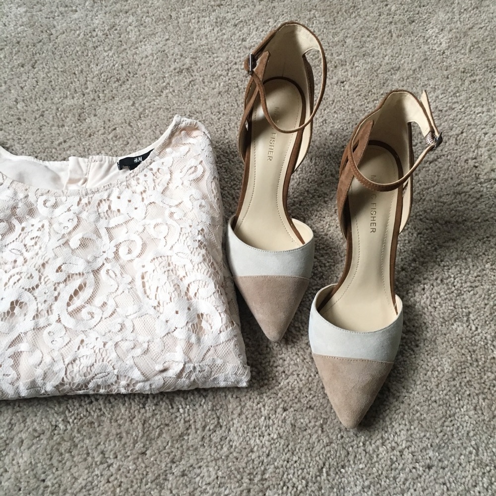 MARC FISHER suede two tone pumps